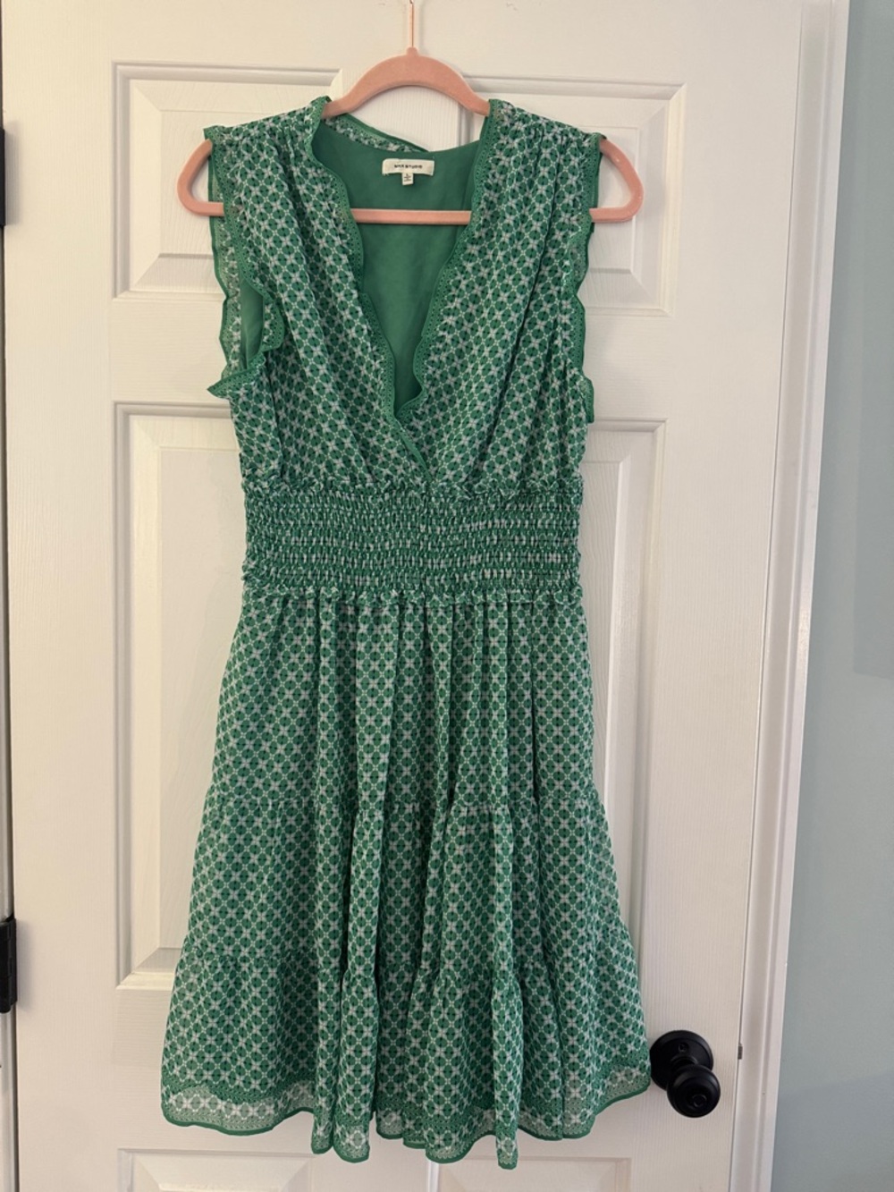 Max Studio Green Printed Midi Dress
